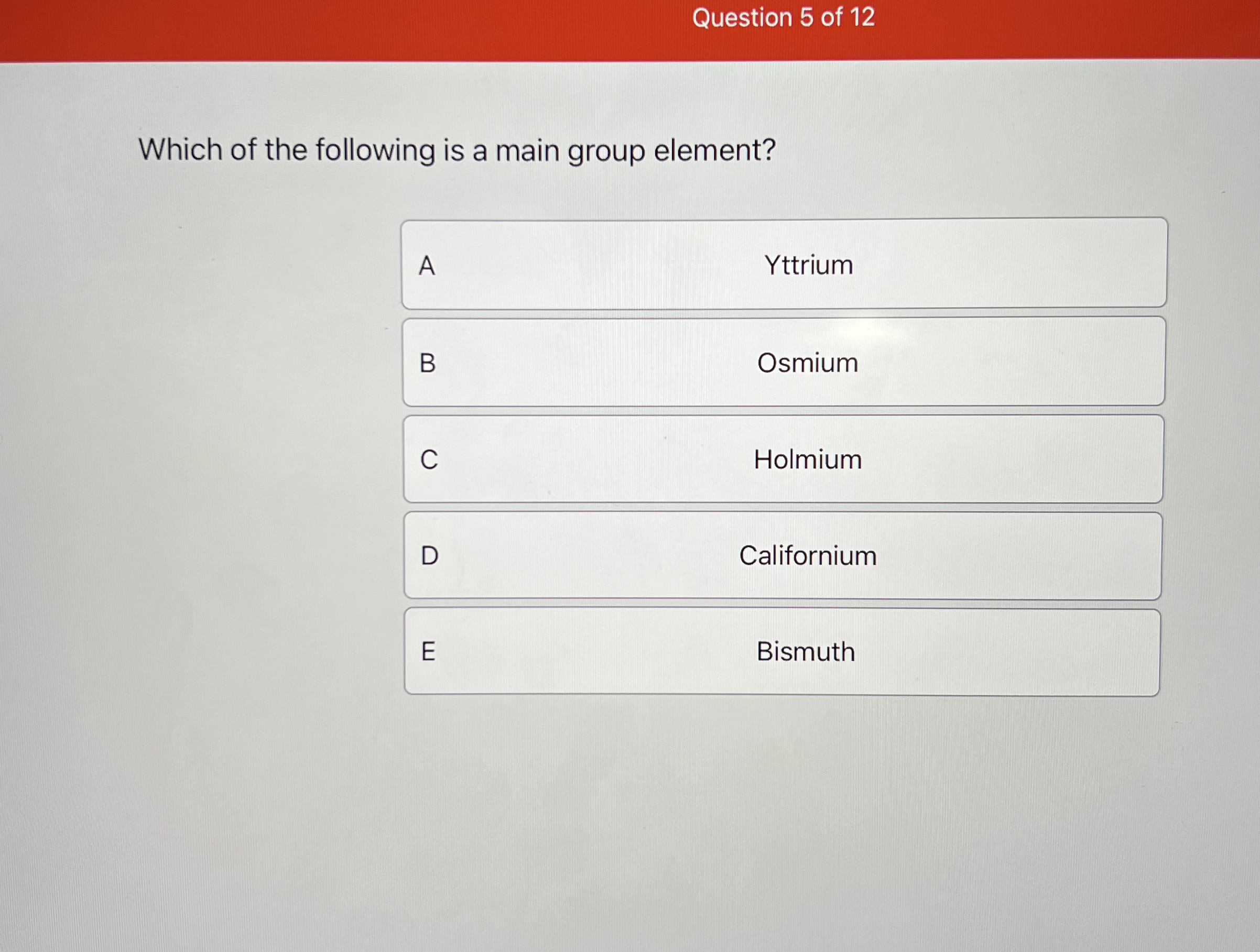 Solved Question 5 ﻿of 12Which of the following is a main | Chegg.com