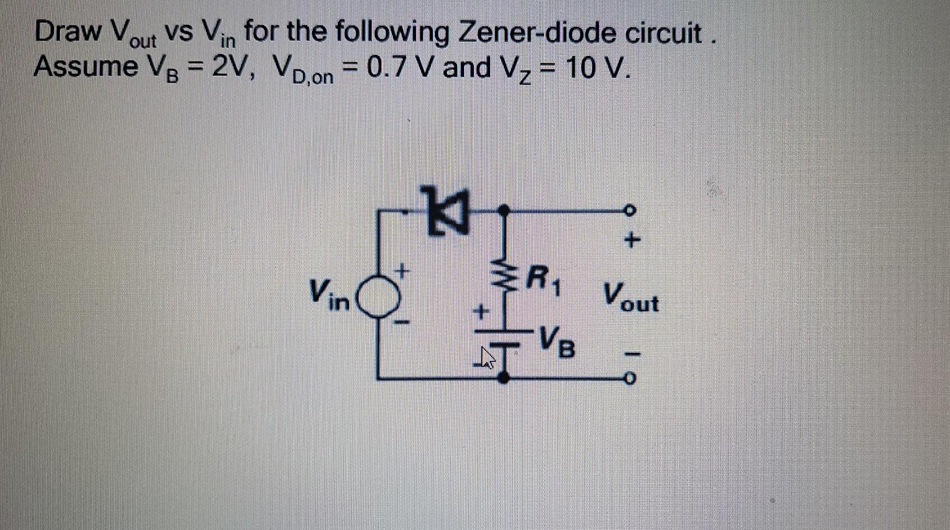 Solved Draw Vout Vs Vin For The Following Zener-diode | Chegg.com