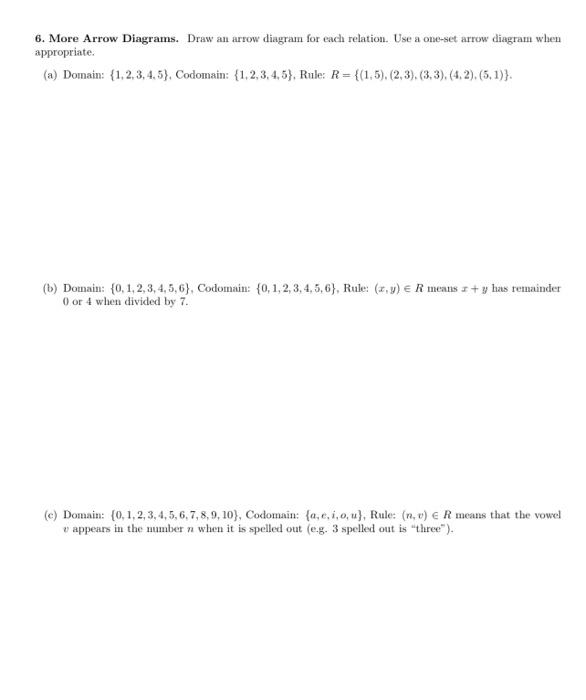 Solved 6. More Arrow Diagrams. Draw an arrow diagram for | Chegg.com