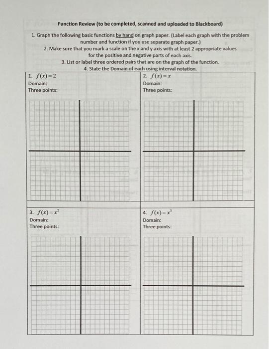 Solved Function Review (to be completed, scanned and | Chegg.com