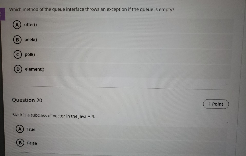Solved Which method of the queue interface throws an | Chegg.com
