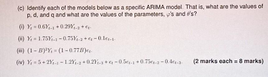 Solved (c) Identify each of the models below as a specific | Chegg.com