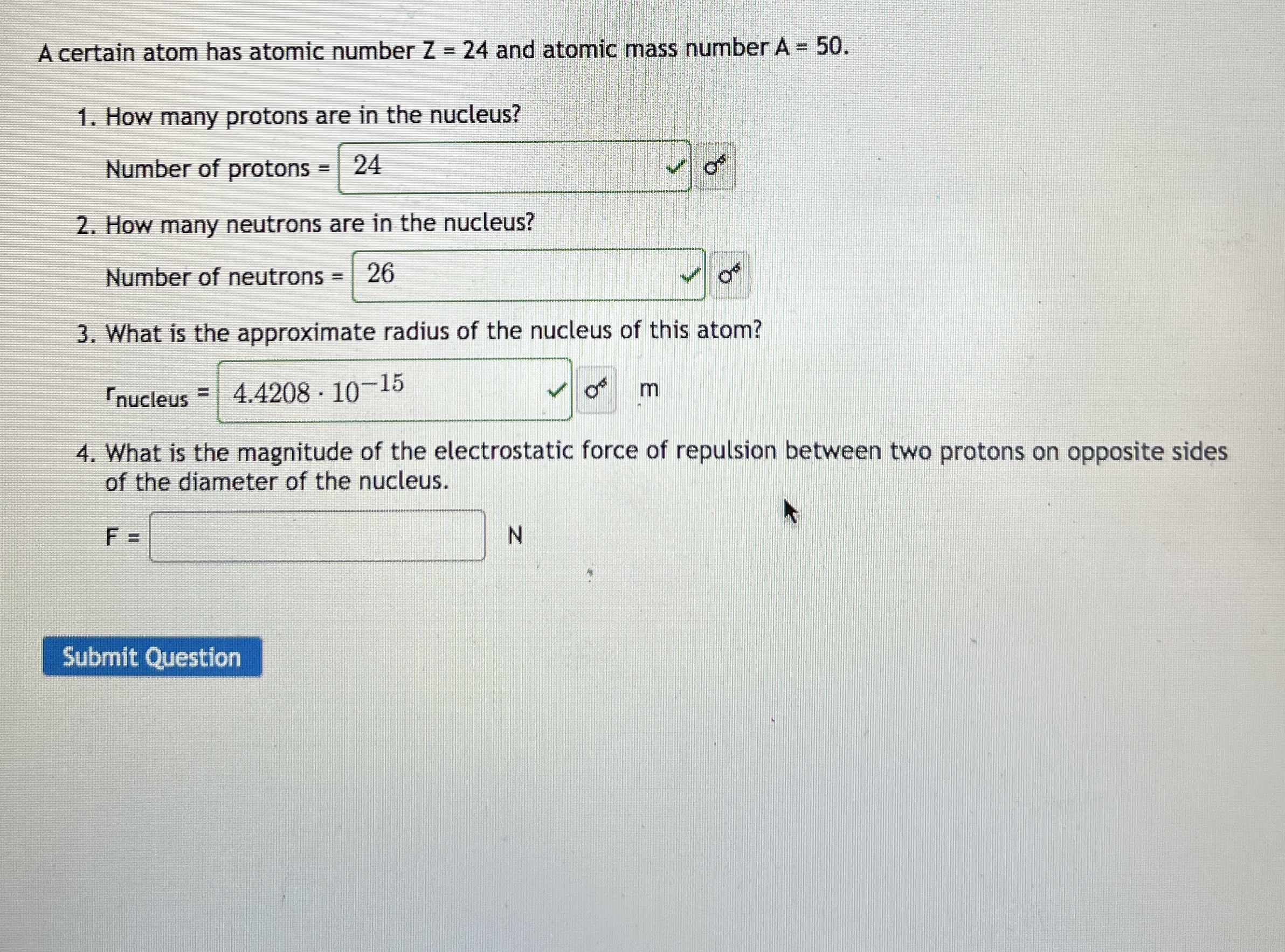 Solved A Certain Atom Has Atomic Number Z And Atomic Chegg Com