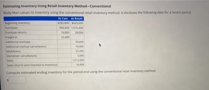 Solved Estimating Inventory Using Retail Inventory Method | Chegg.com
