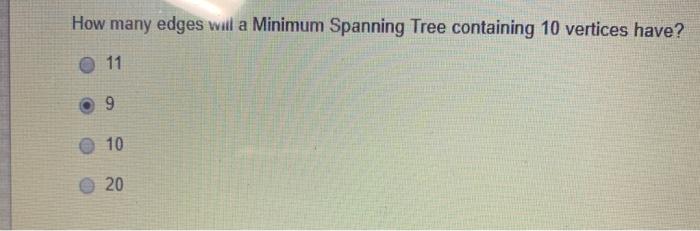 Solved How many edges will a Minimum Spanning Tree | Chegg.com