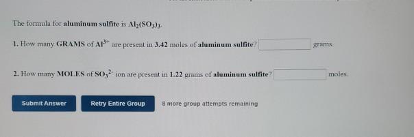 Solved The formula for aluminum sulfite is Al(SO3)3 1. How | Chegg.com