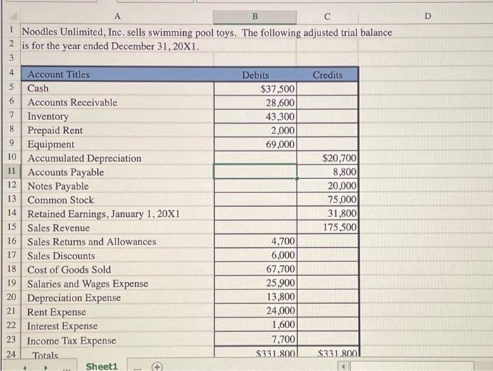 Preparing a Multi-Step Income Statement using Excel's | Chegg.com