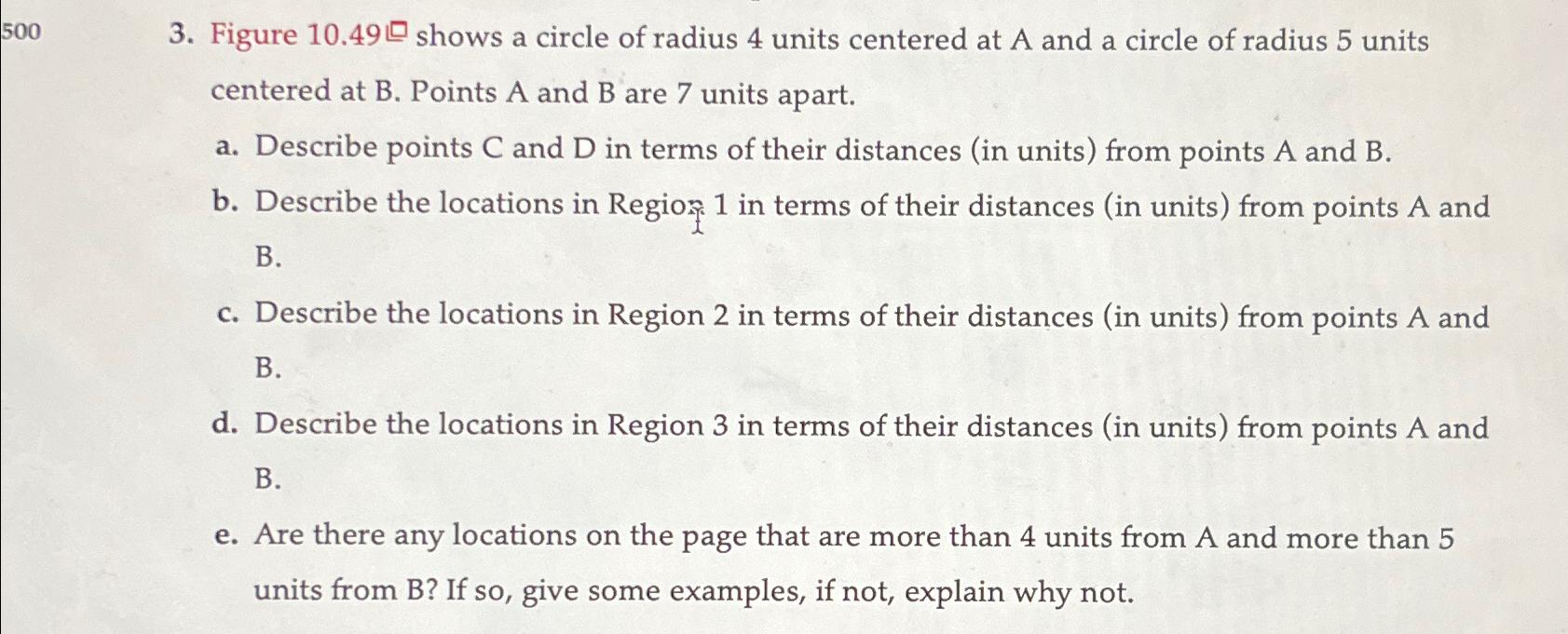 a circle of constant radius 5 units