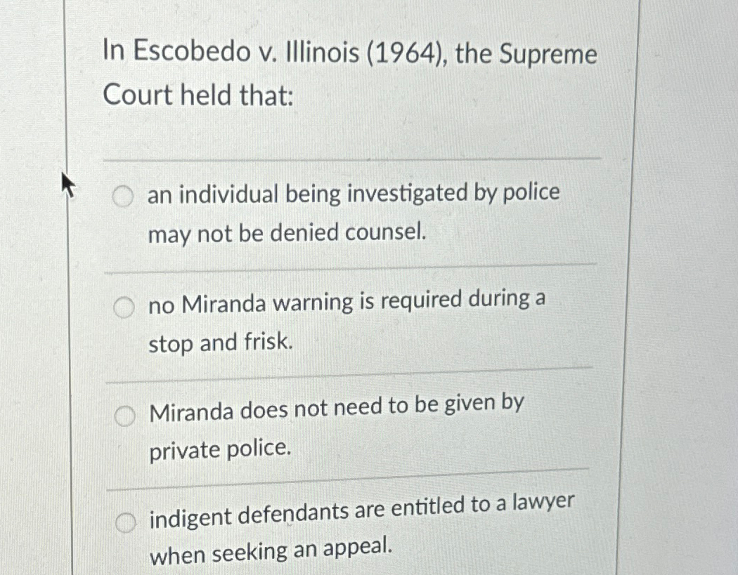 Escobedo v clearance illinois