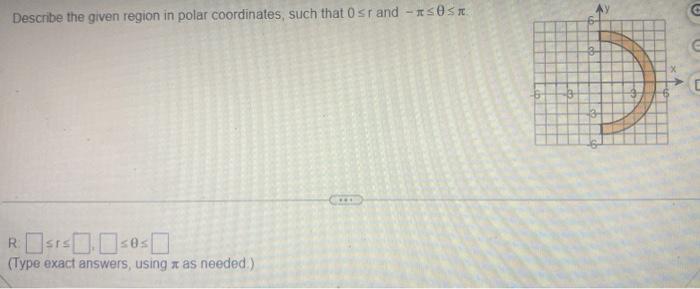 Solved Describe the given region in polar coordinates, such | Chegg.com
