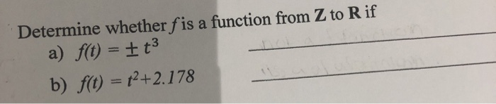 Solved Determine whether f is a function from Z to R if a) | Chegg.com