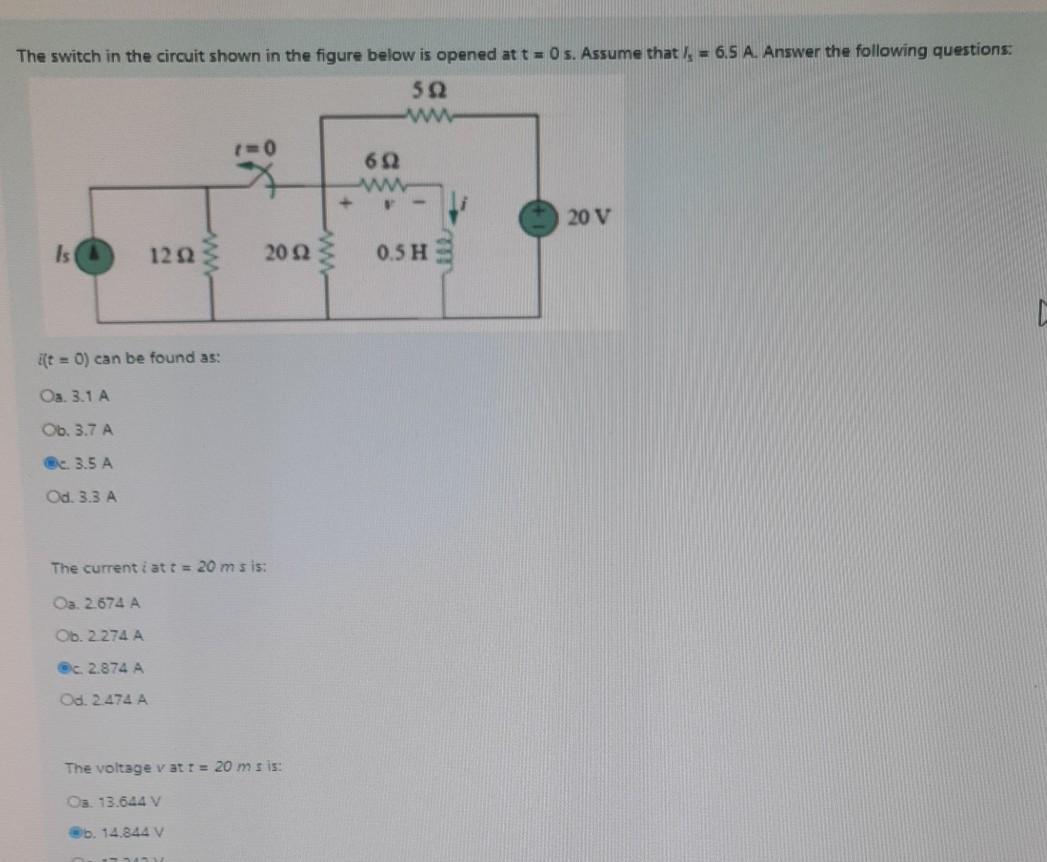 Solved The switch in the circuit shown in the figure below | Chegg.com