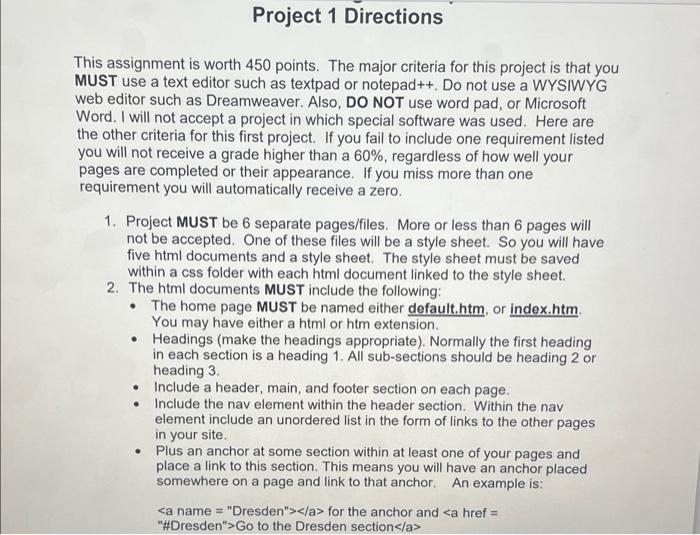 Solved Project 1 Directions This assignment is worth 450 | Chegg.com