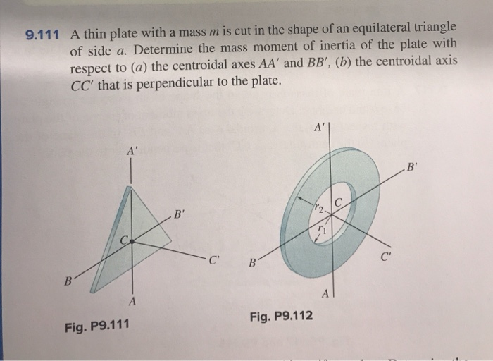 Solved 9.111 A thin plate with a mass m is cut in the shape | Chegg.com