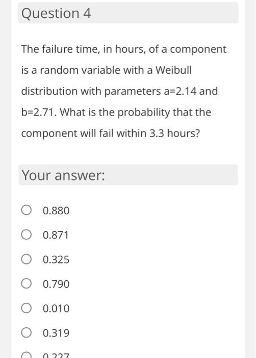 Solved Question 4 The failure time, in hours, of a component | Chegg.com
