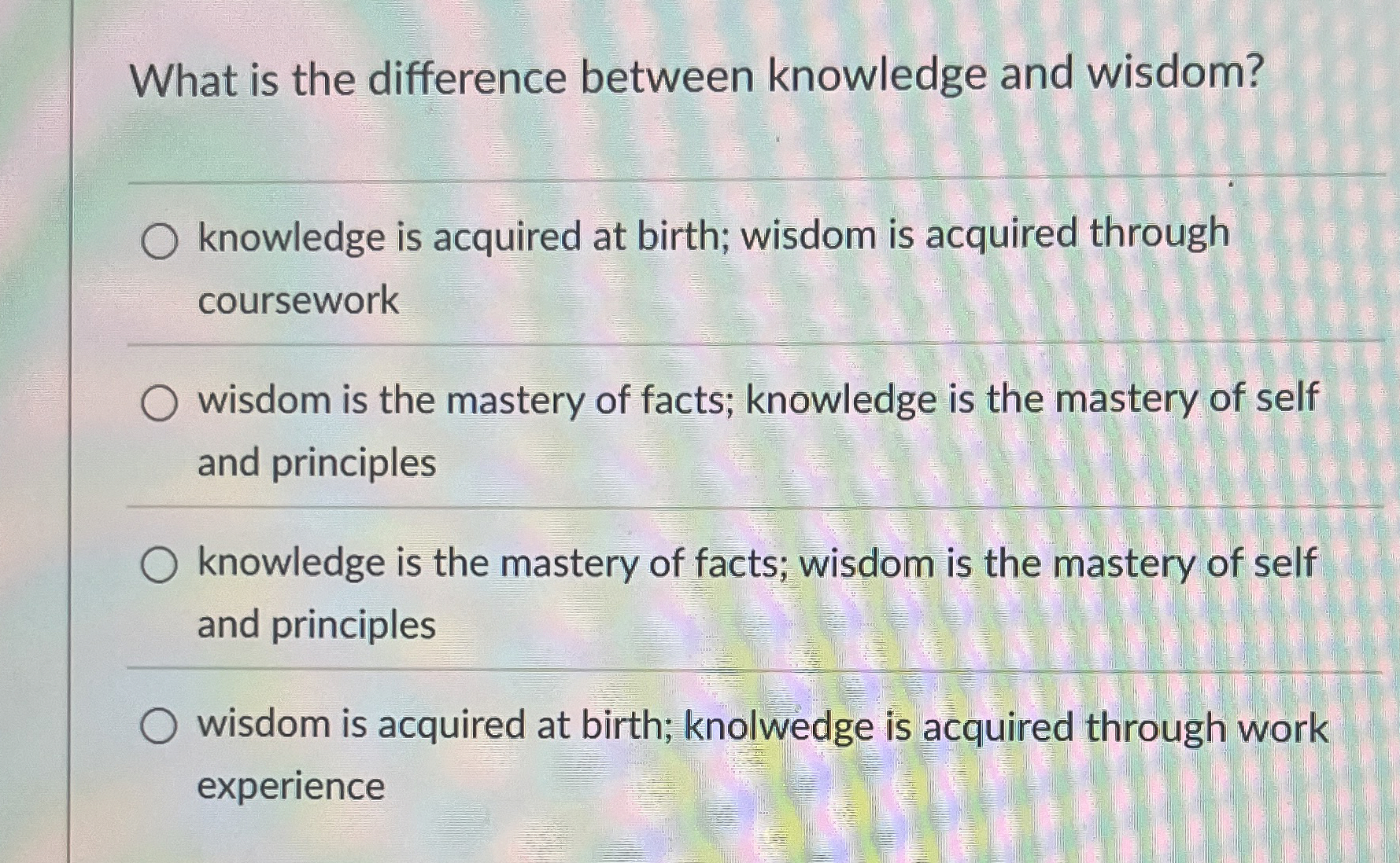 Solved What is the difference between knowledge and | Chegg.com