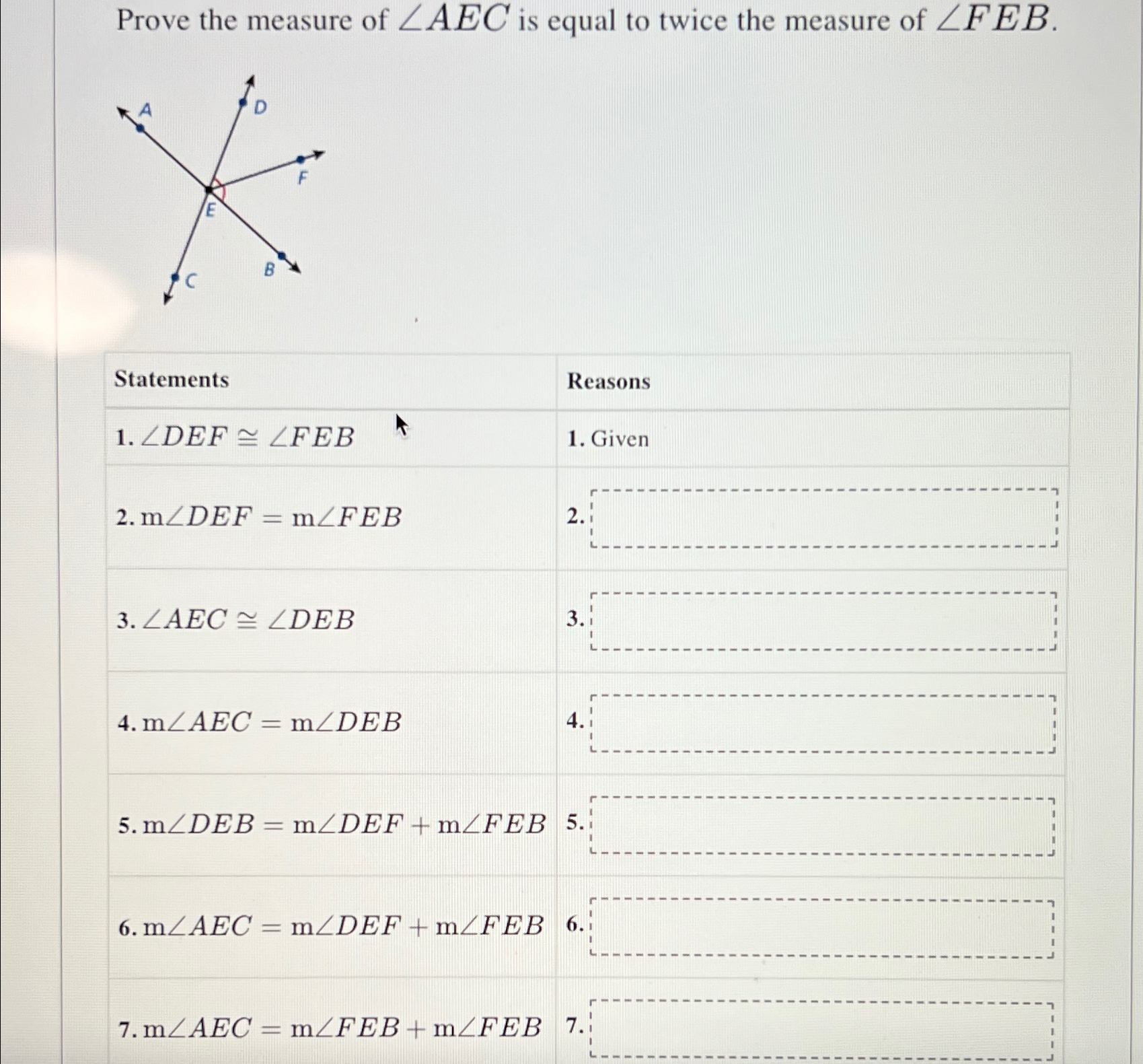 Solved Prove the measure of ??AEC ﻿is equal to twice the | Chegg.com