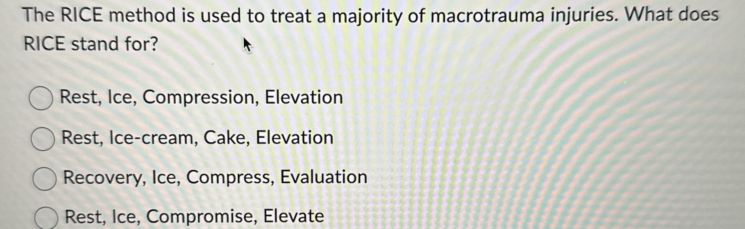 Solved The RICE method is used to treat a majority of