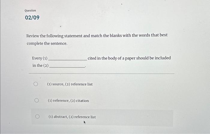 Solved Review the following statement and match the blanks | Chegg.com