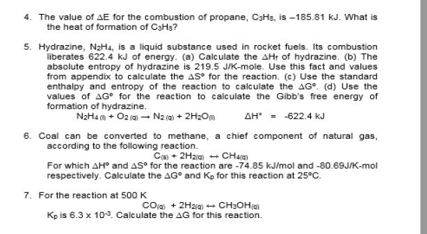 Solved 4 The Value Of Ae For The Combustion Of Propane Chegg Com