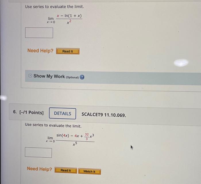 Solved Use Series To Evaluate The Limit Lim X Ri 8255