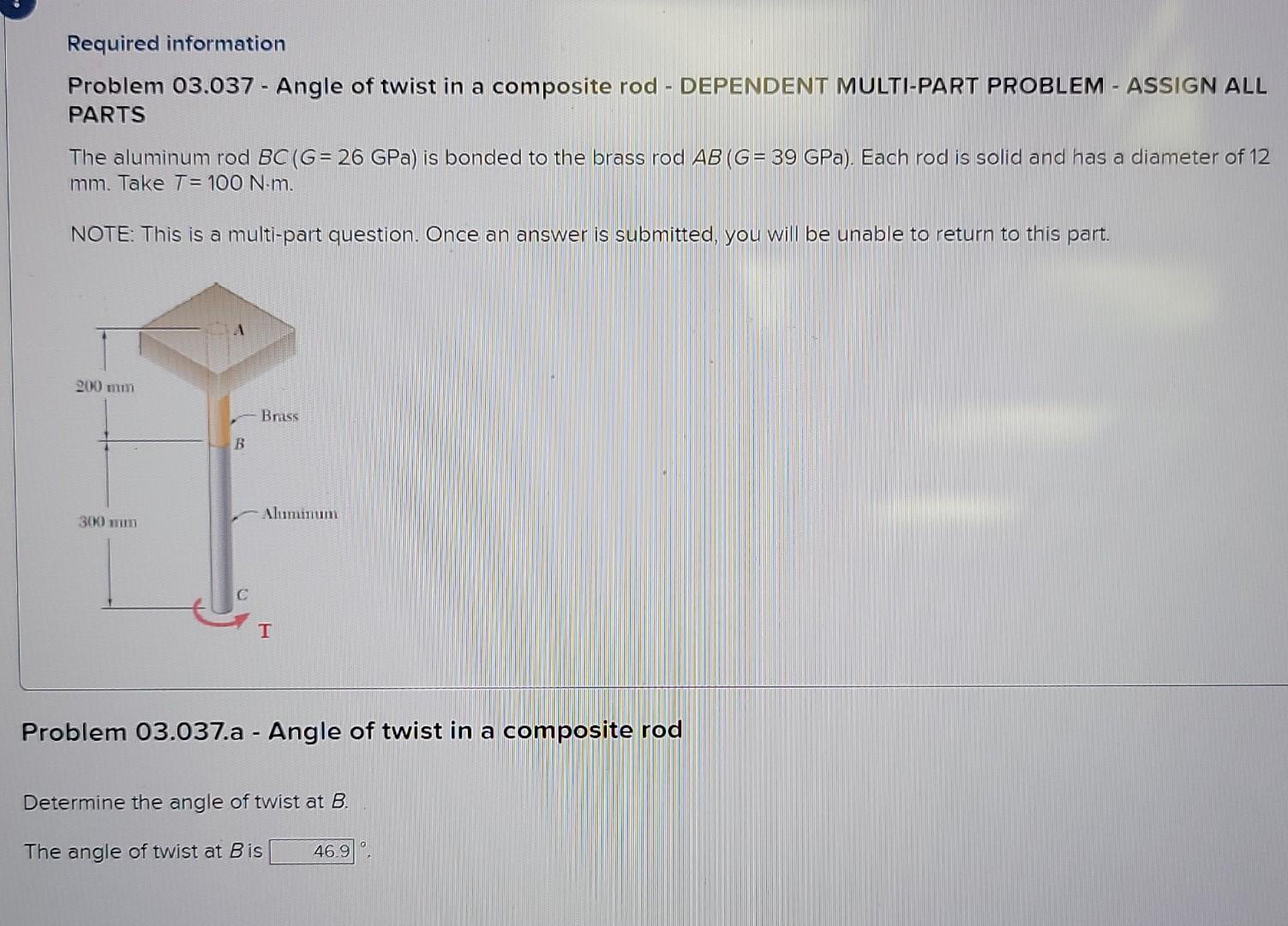 Solved Required Information Problem 03.037 - Angle Of Twist | Chegg.com