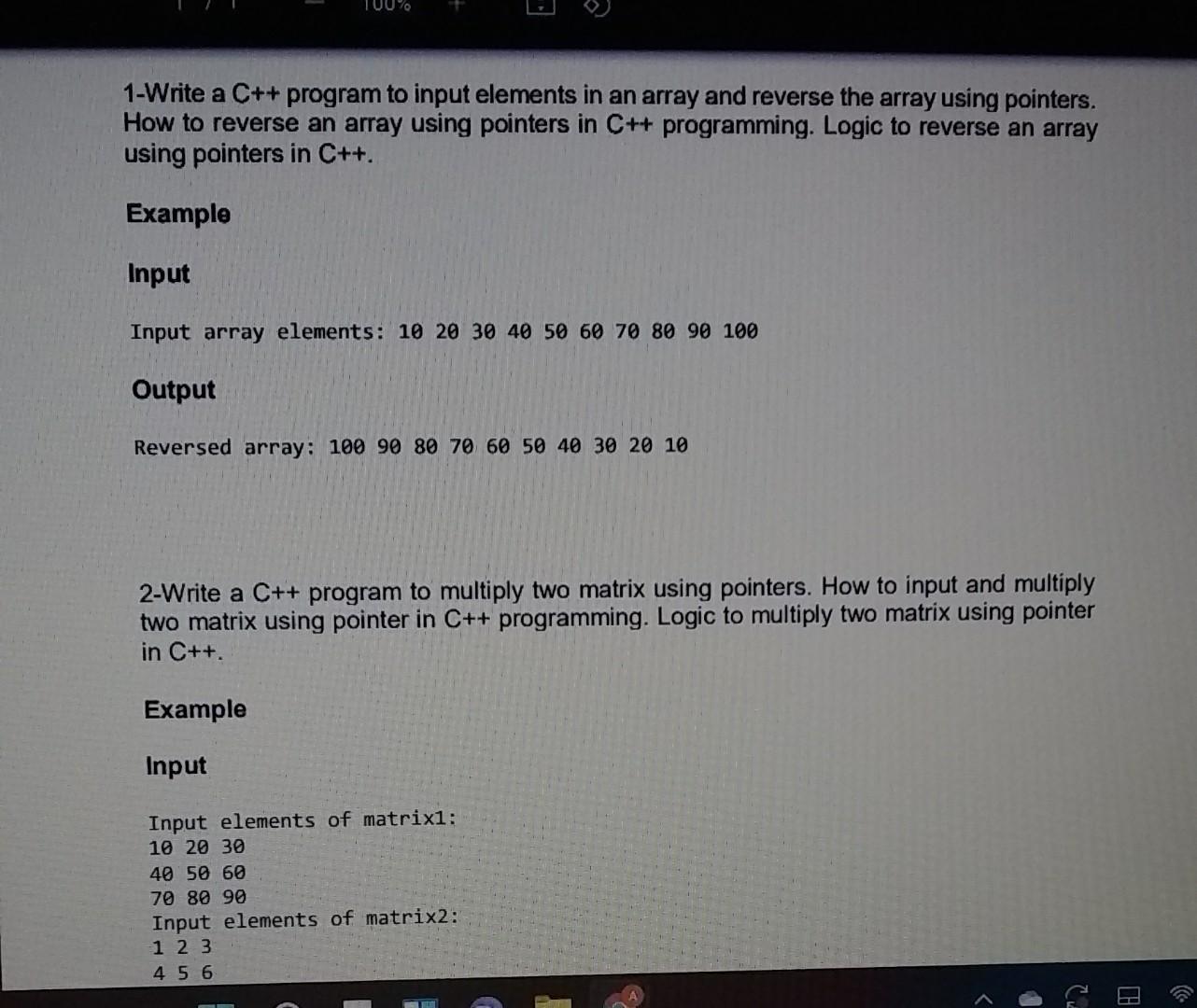 Solved 100% E 1-Write a C++ program to input elements in an | Chegg.com