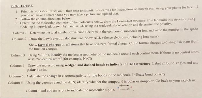 Solved PROCEDURE 1. Print This Worksheet, Write On It, Then | Chegg.com