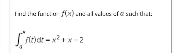 Solved Find the function f(x) and all values of a such that: | Chegg.com