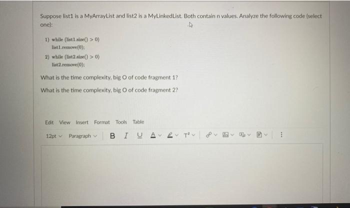 Solved Suppose List1 Is A MyArrayList And List2 Is A | Chegg.com