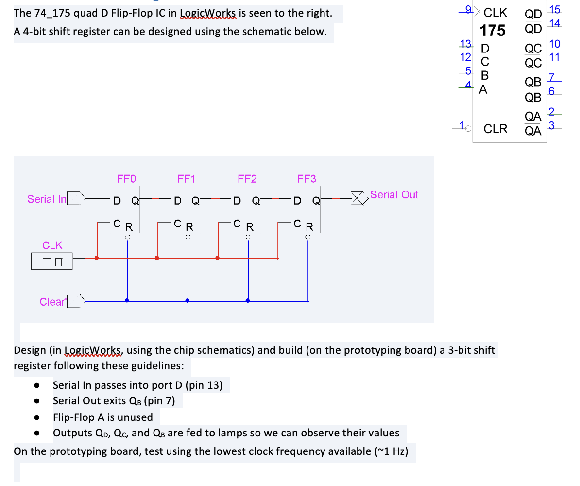 Solved Design (in LogicWorks, using the chip schematics) | Chegg.com