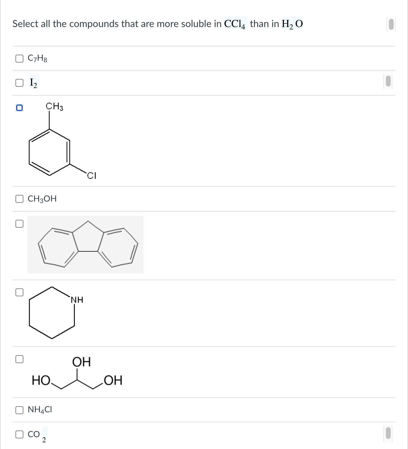 Solved Select all the compounds that are more soluble in | Chegg.com