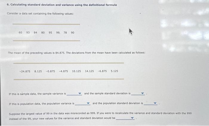 Solved 6. Calculating standard deviation and variance using | Chegg.com