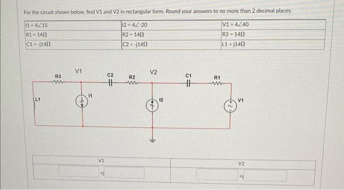 Solved For the circuit shown below, find V1 and V2 in | Chegg.com