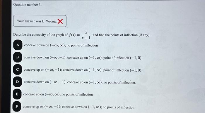 Solved Question number 3 . Describe the concavity of the | Chegg.com