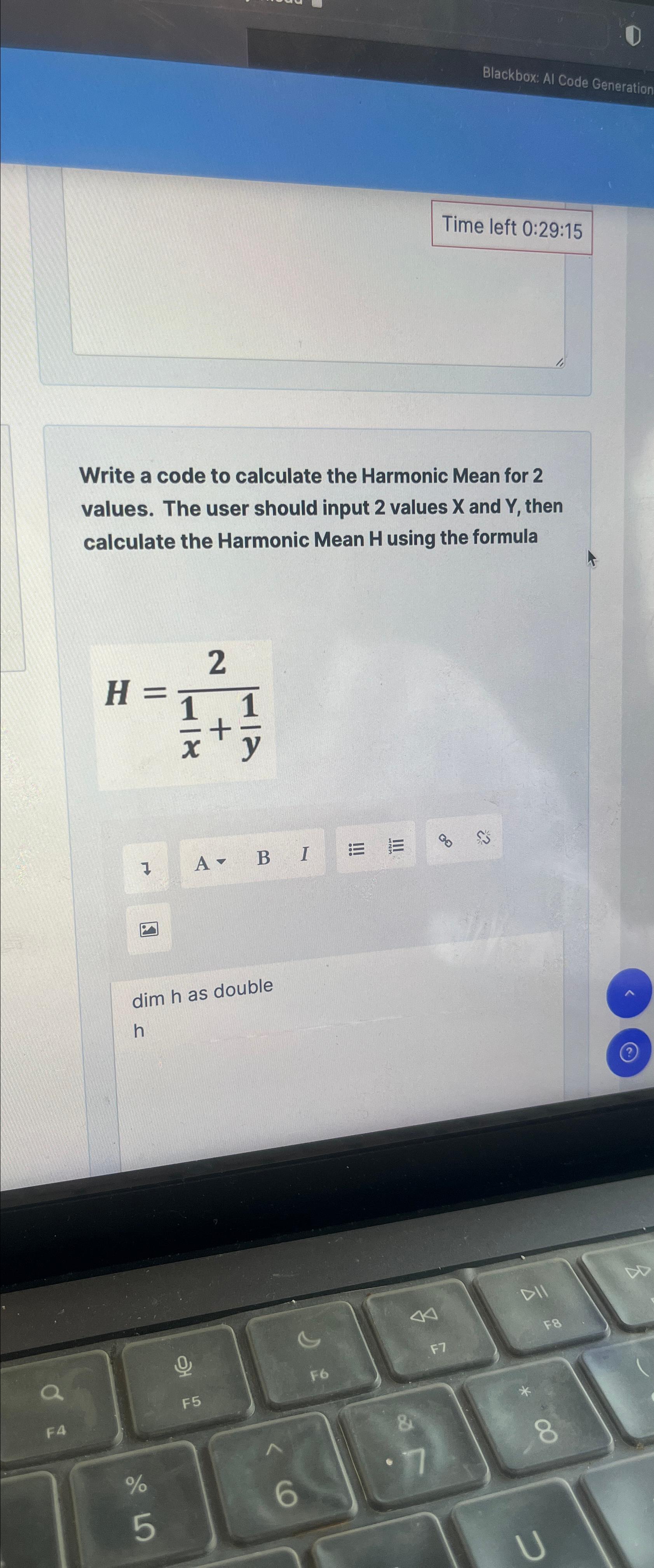 Solved Time left 0:29:15Write a code to calculate the | Chegg.com