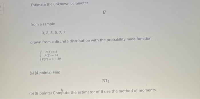 Solved Estimate the unknown parameter θ from a sample | Chegg.com