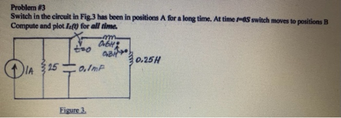 Solved Problem #3 Switch in the circuit in Fig.3 has been in | Chegg.com