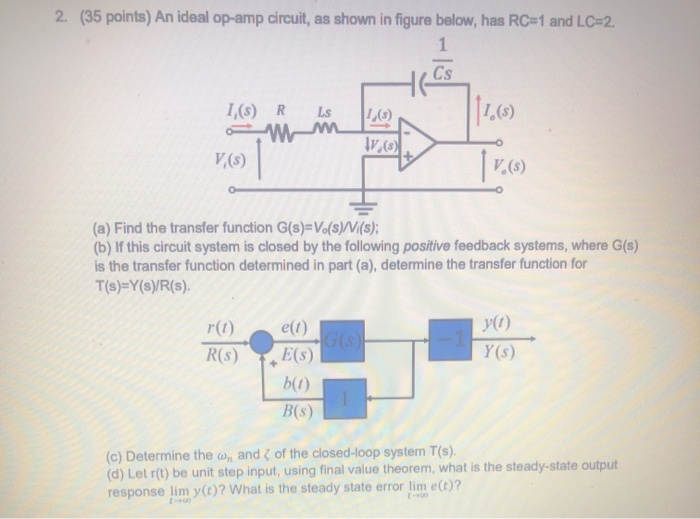 Solved 2 35 Points An Ideal Op Amp Circuit As Shown I Chegg Com