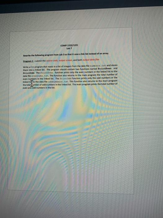 Solved COMP 1223/1221 Lab 7 Rewrite the following program | Chegg.com