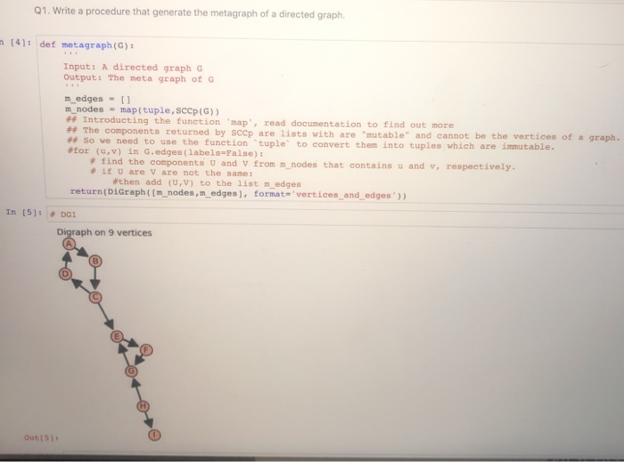 Q1. Write a procedure that generate the metagraph of | Chegg.com