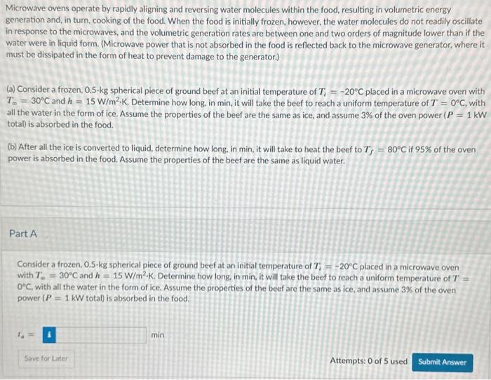 Solved Microwave ovens operate by rapidly aligning and