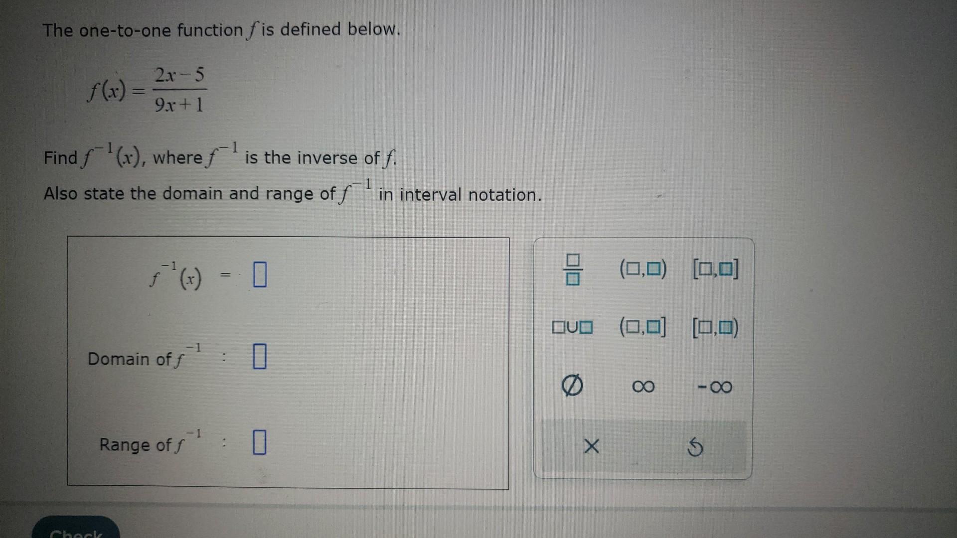 Solved The one-to-one function f is defined below. | Chegg.com