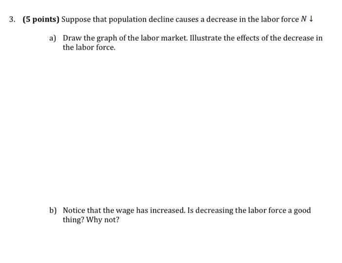 Solved (5 points) Suppose that population decline causes a | Chegg.com