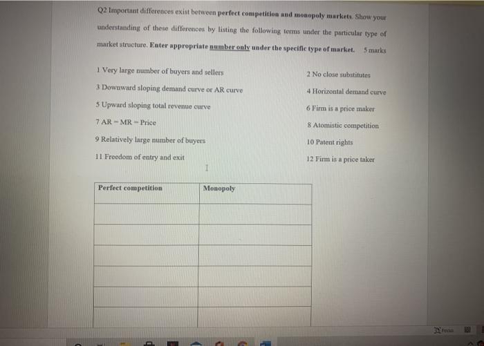 Solved Q2 Important differences exist between perfect | Chegg.com