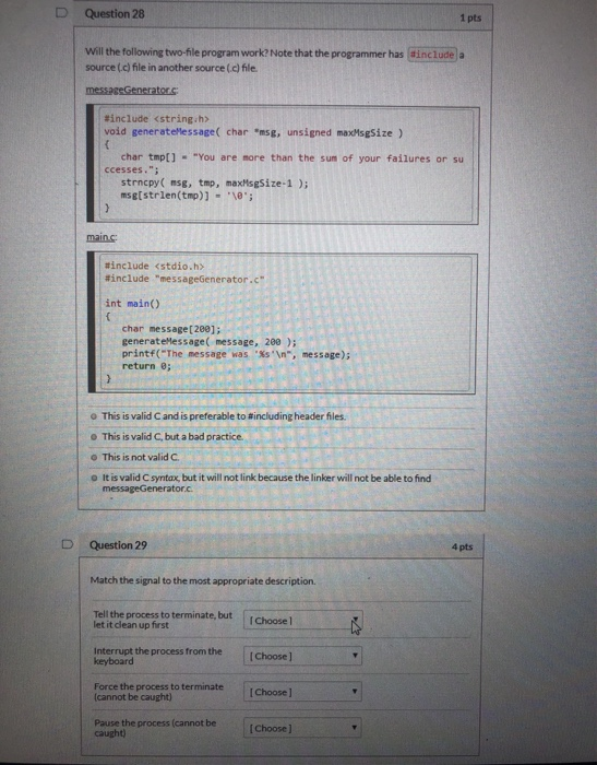 Solved D Question 28 1 pts Will the following two-file | Chegg.com