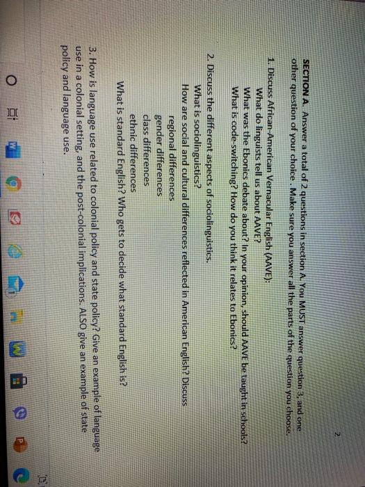 2 Section A Answer A Total Of 2 Questions In Sect Chegg Com