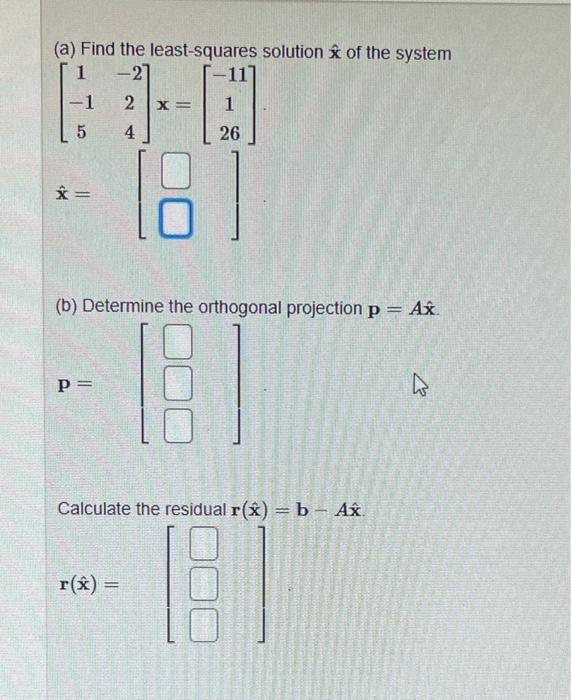 Solved (a) Find The Least-squares Solution X^ Of The System | Chegg.com