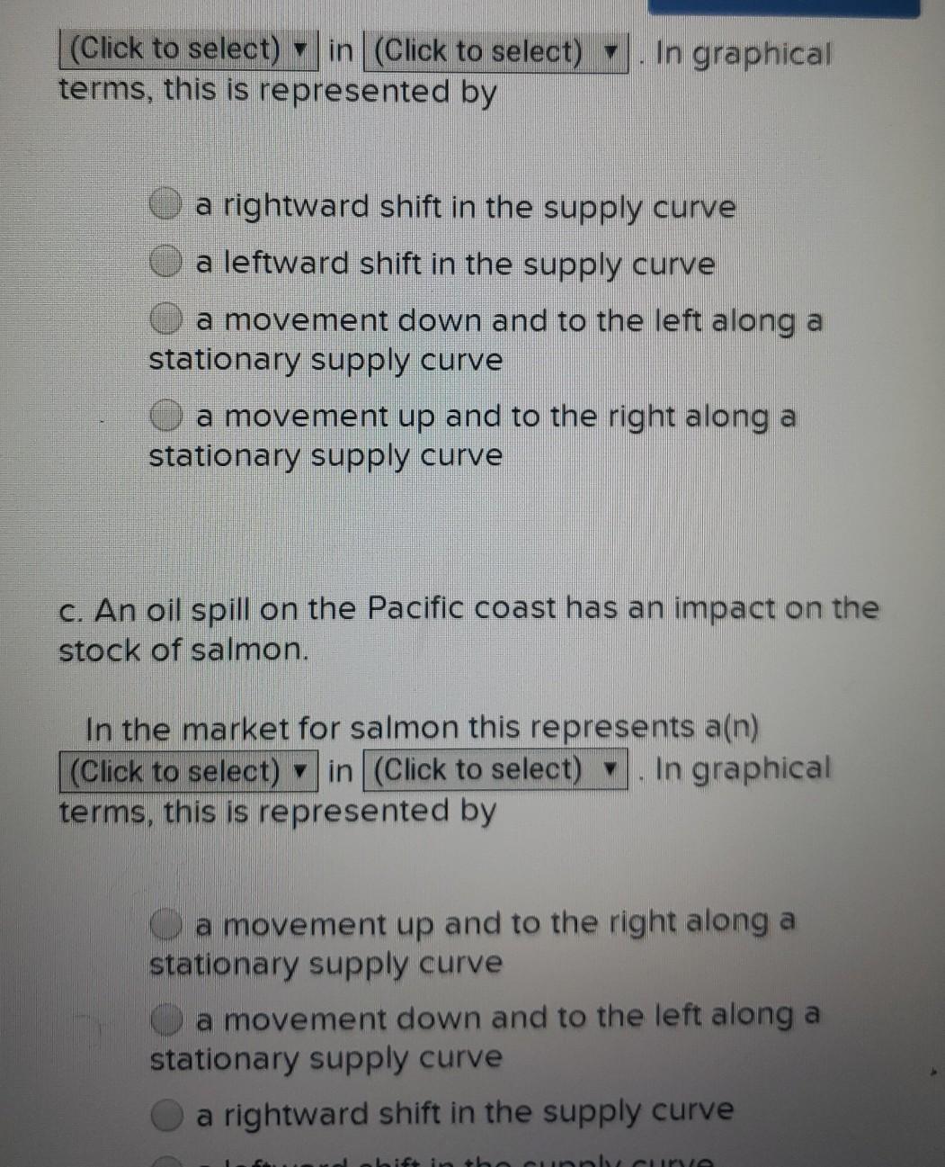 Solved For each market, identify whether each of the | Chegg.com