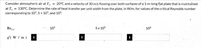 Solved Consider atmospheric air at T∞=20∘C and a velocity of | Chegg.com